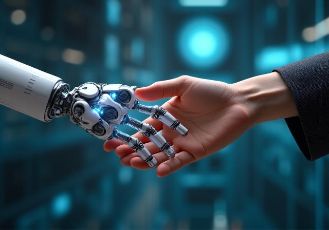 Imej robot dan manusia bekerjasama